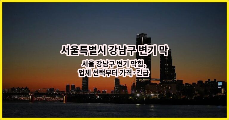 서울 강남구 변기 막힘, 업체 선택부터 가격·긴급 대처까지 한 번에 정리