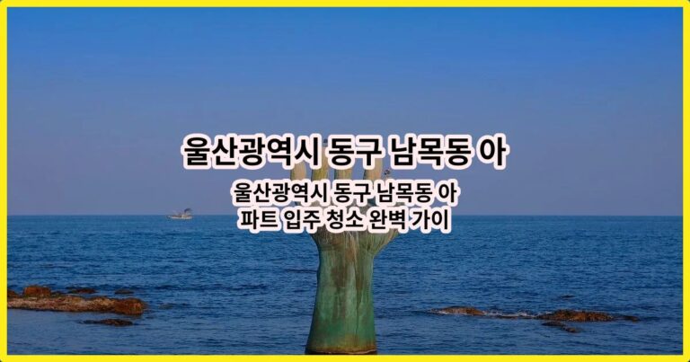울산광역시 동구 남목동 아파트 입주 청소 완벽 가이드